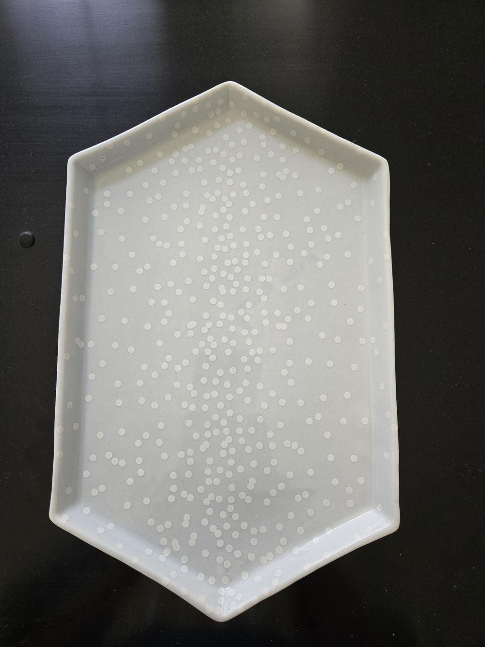 NEW Teavana One Tray Ceramic Light Blue And White Polka Dots- 14x9in- NWT